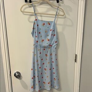 Light Blue Strawberry Floral Dress